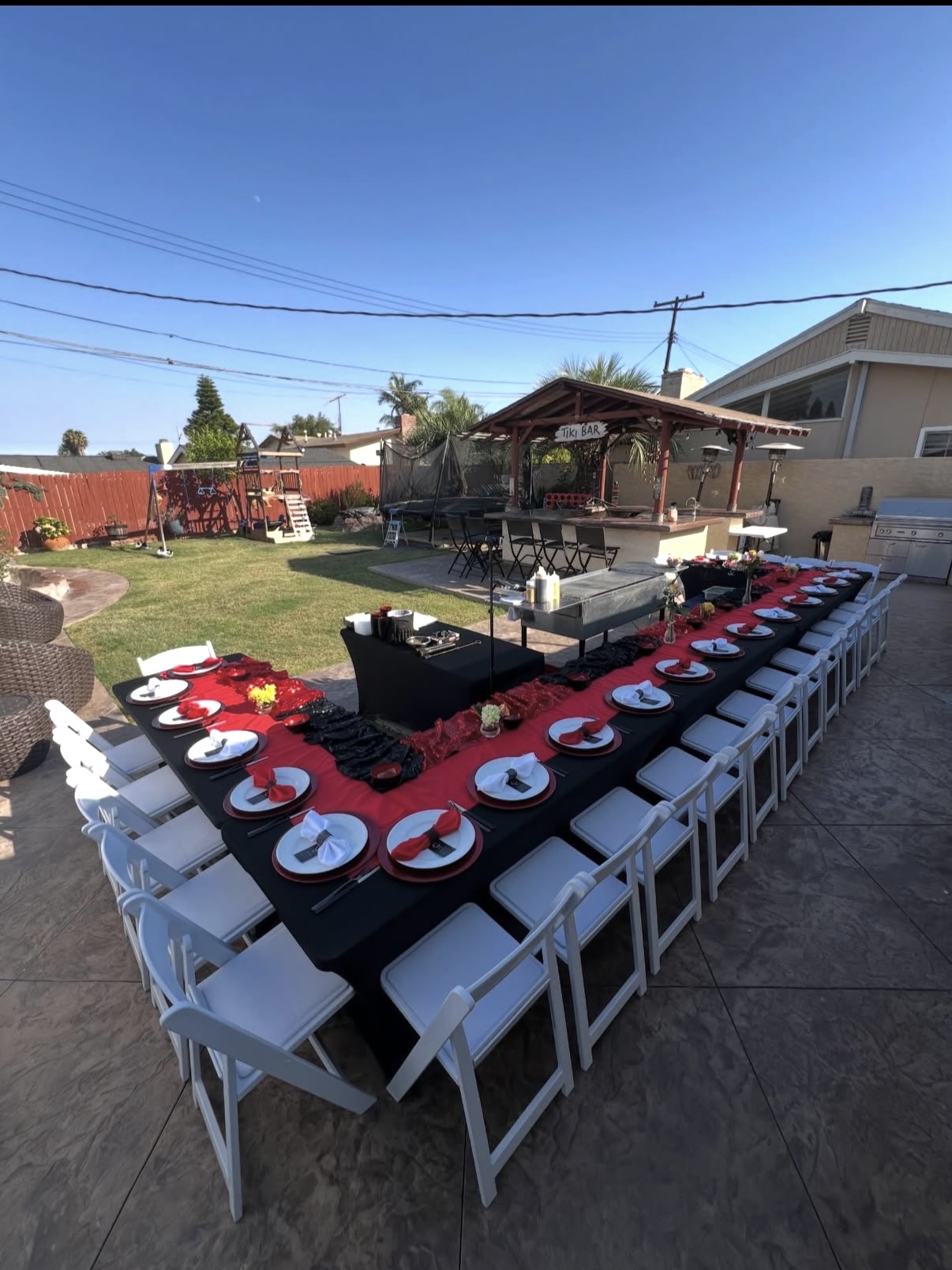 Backyard hibachi table setting